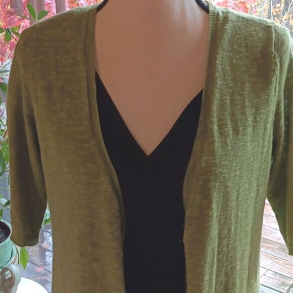 Eileen Fisher Green Linen Blend Sweater - Picture 2 of 10